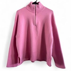 Zara 1/4 Zip Pink Pullover Sweater Women's‎ L